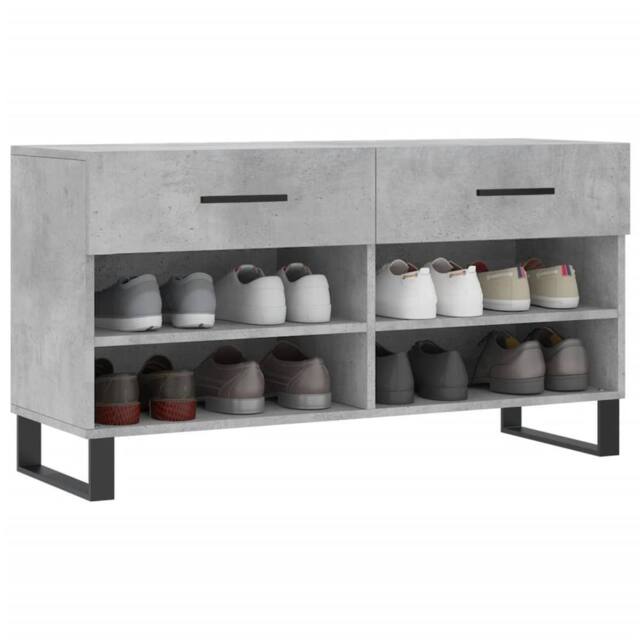 Berkfield Home Shoe Bench Concrete Grey 102x35x55 cm Engineered Wood - Size: 102 x 35 x 55 cm - image 1