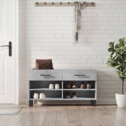 Berkfield Home Shoe Bench Concrete Grey 102x35x55 cm Engineered Wood - Size: 102 x 35 x 55 cm - thumbnail 2