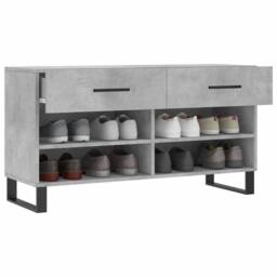Berkfield Home Shoe Bench Concrete Grey 102x35x55 cm Engineered Wood - Size: 102 x 35 x 55 cm - thumbnail 4