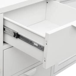 Berkfield Home Sideboard White 105x35x70 cm Steel & Tempered Glass - Size: 105 x 35 x 70 cm - thumbnail 9