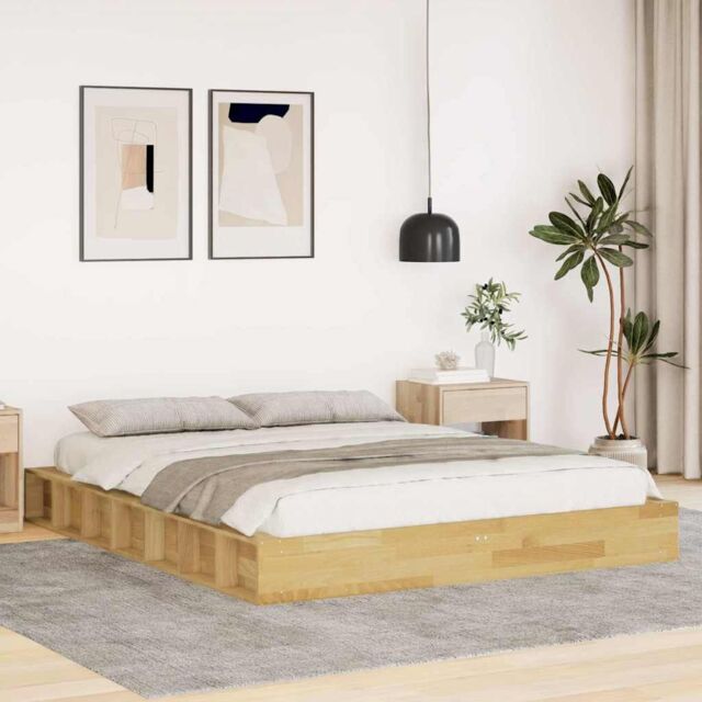 Berkfield Home Bed Frame without Mattress 135x190 cm Solid Wood Oak in Brown - image 1