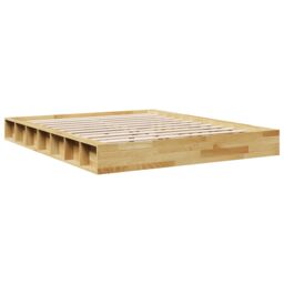 Berkfield Home Bed Frame without Mattress 135x190 cm Solid Wood Oak in Brown - thumbnail 3