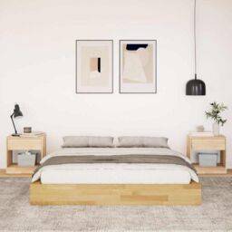Berkfield Home Bed Frame without Mattress 135x190 cm Solid Wood Oak in Brown - thumbnail 4