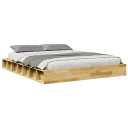 Berkfield Home Bed Frame without Mattress 135x190 cm Solid Wood Oak in Brown - thumbnail 5