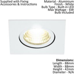 Loops Wall / Ceiling Flush Downlight White Recess Spotlight 6W Built in LED - thumbnail 2