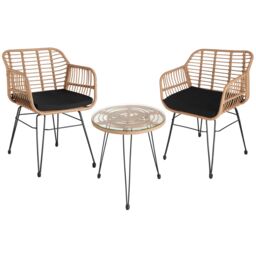 tectake Garden Table & Chairs Molfetta in Natural - Size: 2 Seater