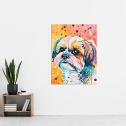 "Artery8 Colourful Shih Tzu Portrait Dog Lover Watercolour Wall Art Print - Size: W24"" x H32""" - thumbnail 4