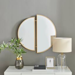 FurnitureboxUK Crescent Art Deco Gold Metal Framed 80cm Round Hallway Bedroom Dining & Living Room Wall Mirror - thumbnail 2