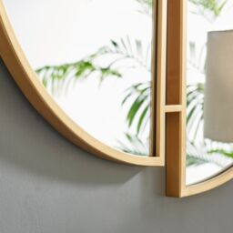 FurnitureboxUK Crescent Art Deco Gold Metal Framed 80cm Round Hallway Bedroom Dining & Living Room Wall Mirror - thumbnail 3