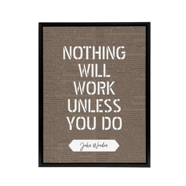 "Artery8 Basketball Quote John Wooden Nothing Works Framed Canvas Wall Art Print in Brown - Size: W12"" x H16""" - image 1