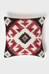 Homescapes Tawa Handwoven Traditional Red & Black Kilim Cushion - Size: 45 cm x 45 cm - thumbnail 1