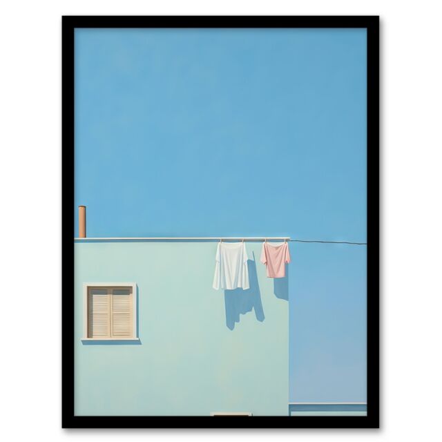 Artery8 Wall Art Print Washing Line Shadows By Amy Denver Minimalist Soft Pastel Laundry Room Minimalism Simple Modern Artwork Art Framed - image 1