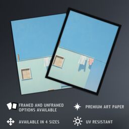 Artery8 Wall Art Print Washing Line Shadows By Amy Denver Minimalist Soft Pastel Laundry Room Minimalism Simple Modern Artwork Art Framed - thumbnail 2