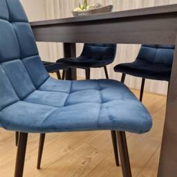 KOSY KOALA Modern Dark Grey Dining Table Set with 4 Blue Velvet Chairs in Brown - thumbnail 4