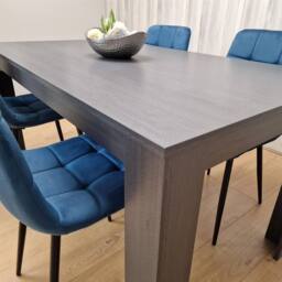 KOSY KOALA Modern Dark Grey Dining Table Set with 4 Blue Velvet Chairs in Brown - thumbnail 2