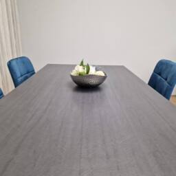 KOSY KOALA Modern Dark Grey Dining Table Set with 4 Blue Velvet Chairs in Brown - thumbnail 8