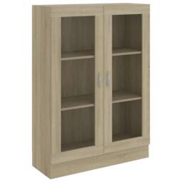 Berkfield Home Vitrine Cabinet Sonoma Oak 82.5x30.5x115 cm Engineered Wood in Light Tan