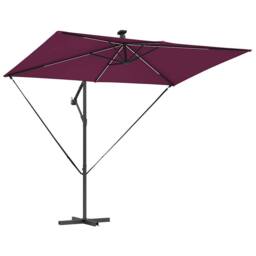 Berkfield Home Modern Cantilever Banana Parasol Bordeaux red 294 x 200 x 254 cm in Wine - thumbnail 5