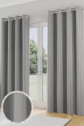 Enhanced Living 'Nightfall' Grey Plain Supersoft Thermal Blockout Eyelet Curtains - Size: 117 cm width x 183 cm drop - thumbnail 1