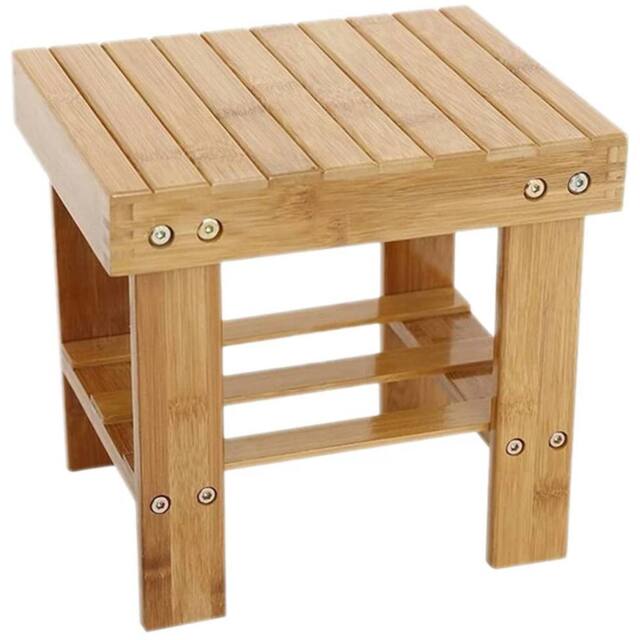 Nordara Heavy Duty Bamboo Step Stool with Storage Shelf Multi Purpose Seat in Natural - image 1