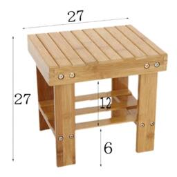 Nordara Heavy Duty Bamboo Step Stool with Storage Shelf Multi Purpose Seat in Natural - thumbnail 2
