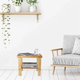 Nordara Heavy Duty Bamboo Step Stool with Storage Shelf Multi Purpose Seat in Natural - thumbnail 3