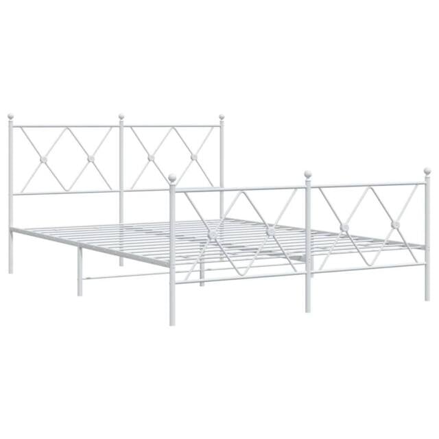Berkfield Home Metal Bed Frame without Mattress with Footboard White 137x190cm - Size: 137x190 cm - image 1