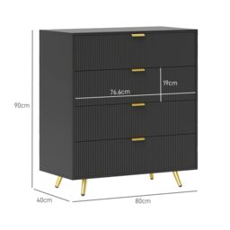 HOMCOM Chest of Drawers with 4 Drawers for Bedroom, Living Room in Black - thumbnail 3