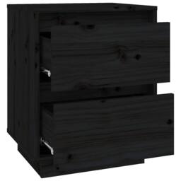 Berkfield Home Bedside Cabinets 2 pcs Black 40x35x50 cm Solid Wood Pine - Size: 40 x 35 x 50 cm - thumbnail 8