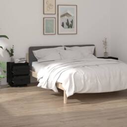 Berkfield Home Bedside Cabinets 2 pcs Black 40x35x50 cm Solid Wood Pine - Size: 40 x 35 x 50 cm - thumbnail 2
