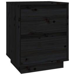 Berkfield Home Bedside Cabinets 2 pcs Black 40x35x50 cm Solid Wood Pine - Size: 40 x 35 x 50 cm - thumbnail 6