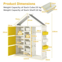 Costway Costume Storage Closet Dress Up Rack Clothing Wardrobe in Yellow - thumbnail 2