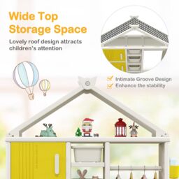 Costway Costume Storage Closet Dress Up Rack Clothing Wardrobe in Yellow - thumbnail 5