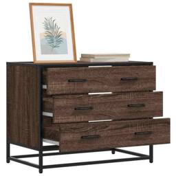 Berkfield Home Drawer Cabinet Brown Oak 70x41x56 cm Engineered Wood - Size: 70 x 41 x 56 cm - thumbnail 2