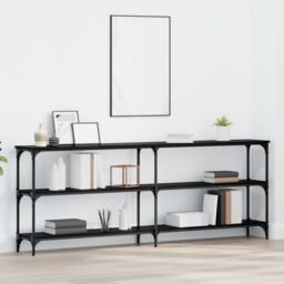 Berkfield Home Console Table Black Oak 200x29x75 cm Engineered Wood - Size: 200 x 29 x 75 cm - thumbnail 1