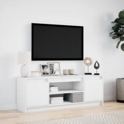 Berkfield Home TV Cabinet with LED White 139.5x34x50 cm Engineered Wood - thumbnail 4