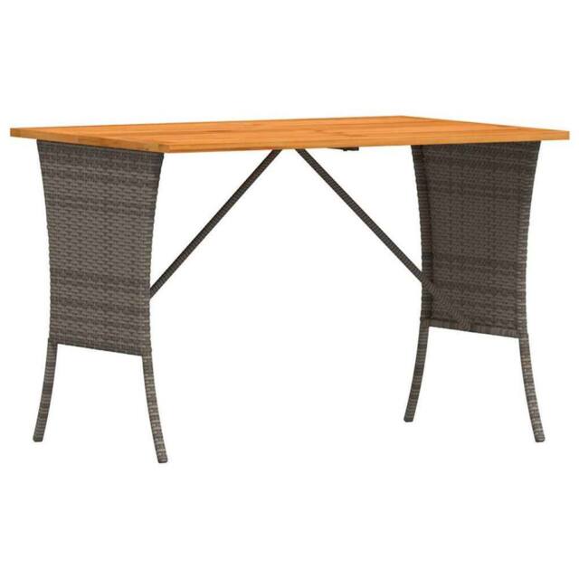 Berkfield Home Garden Table with Acacia Wood Top Grey 105x75x72 cm Poly Rattan - Size: 105 x 75 x 72 cm - image 1