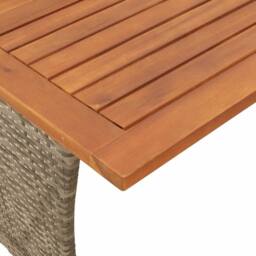Berkfield Home Garden Table with Acacia Wood Top Grey 105x75x72 cm Poly Rattan - Size: 105 x 75 x 72 cm - thumbnail 9