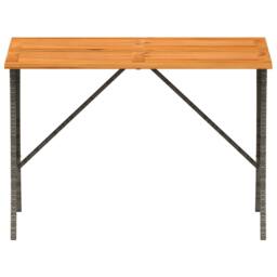 Berkfield Home Garden Table with Acacia Wood Top Grey 105x75x72 cm Poly Rattan - Size: 105 x 75 x 72 cm - thumbnail 5