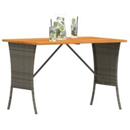 Berkfield Home Garden Table with Acacia Wood Top Grey 105x75x72 cm Poly Rattan - Size: 105 x 75 x 72 cm - thumbnail 4