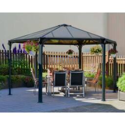 Palram Monaco Hexagonal Garden Gazebo - L450 x W390 x H289.5 cm - Grey - thumbnail 3