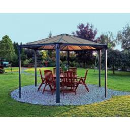 Palram Monaco Hexagonal Garden Gazebo - L450 x W390 x H289.5 cm - Grey - thumbnail 5