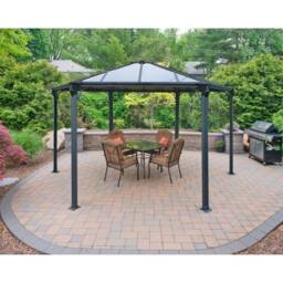 Palram Monaco Hexagonal Garden Gazebo - L450 x W390 x H289.5 cm - Grey - thumbnail 2