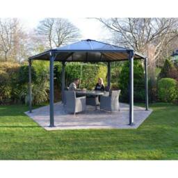 Palram Monaco Hexagonal Garden Gazebo - L450 x W390 x H289.5 cm - Grey - thumbnail 4