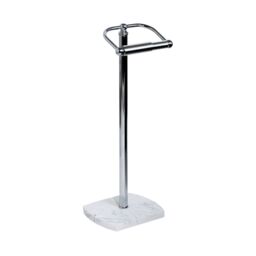 Showerdrape Octavia White Marble & Chrome Freestanding Toilet Roll Holder - thumbnail 3