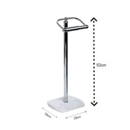 Showerdrape Octavia White Marble & Chrome Freestanding Toilet Roll Holder - thumbnail 2