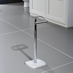 Showerdrape Octavia White Marble & Chrome Freestanding Toilet Roll Holder