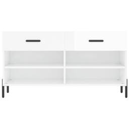 Berkfield Home Shoe Bench High Gloss White 102x35x55 cm Engineered Wood - Size: 102 x 35 x 55 cm - thumbnail 6