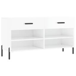 Berkfield Home Shoe Bench High Gloss White 102x35x55 cm Engineered Wood - Size: 102 x 35 x 55 cm - thumbnail 1