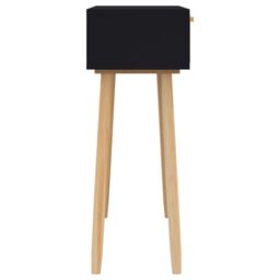Berkfield Home Console Table Black 80x30x75 cm Solid Wood Pine&Natural Rattan - Size: 80 x 30 x 75 cm - thumbnail 5